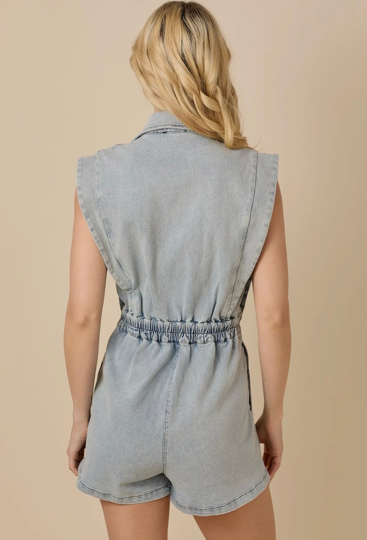 Blazer Style Denim Romper