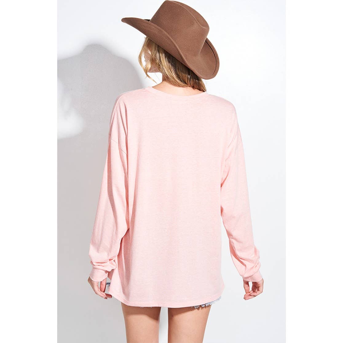 Ace Of Cherries heart print triblend oversized top - Blush