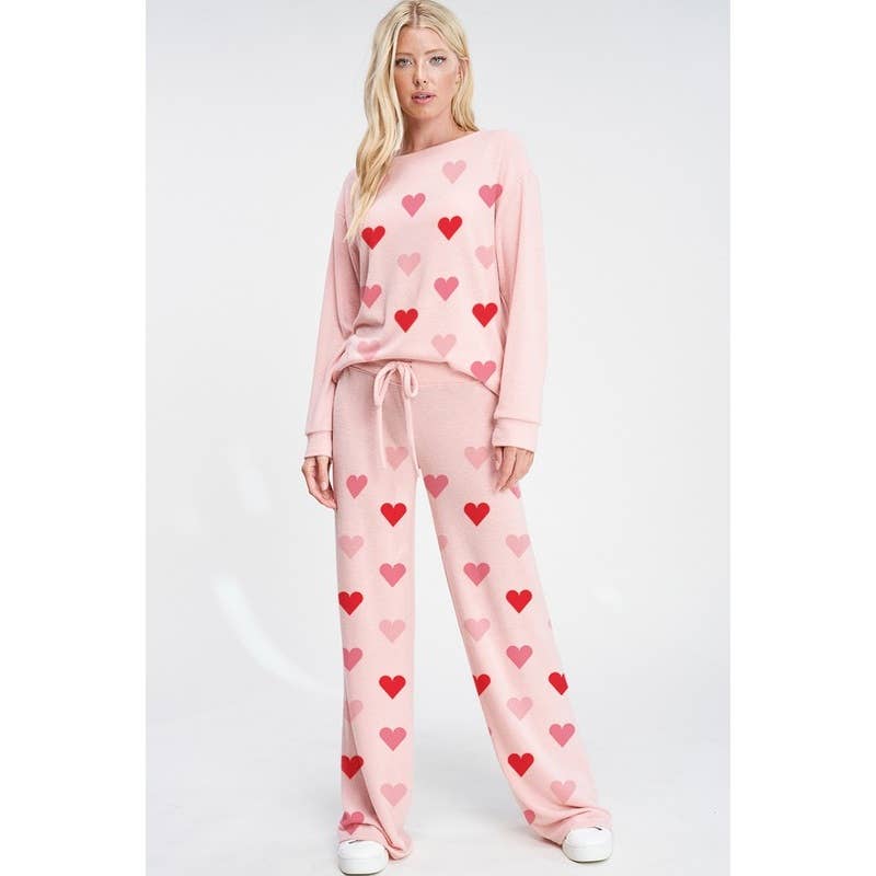 Heart's All Over Loungewear Set - Pink