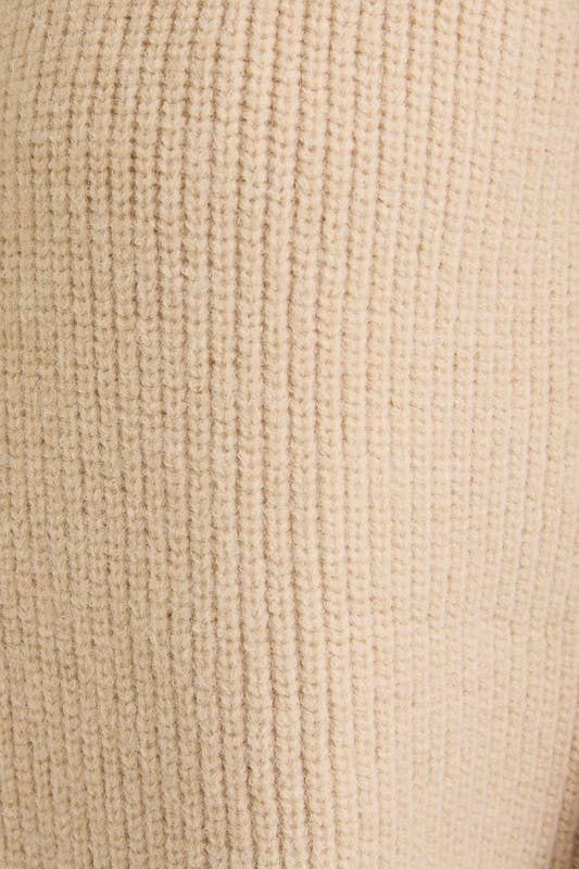 High Neck Sleeveless Sweater Top: Cream