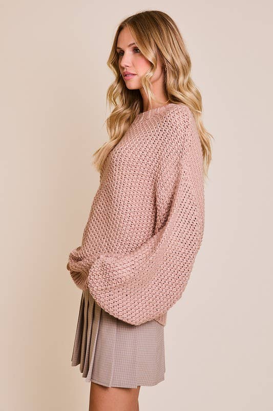 Chunky Yarn Sweater Top: Rose