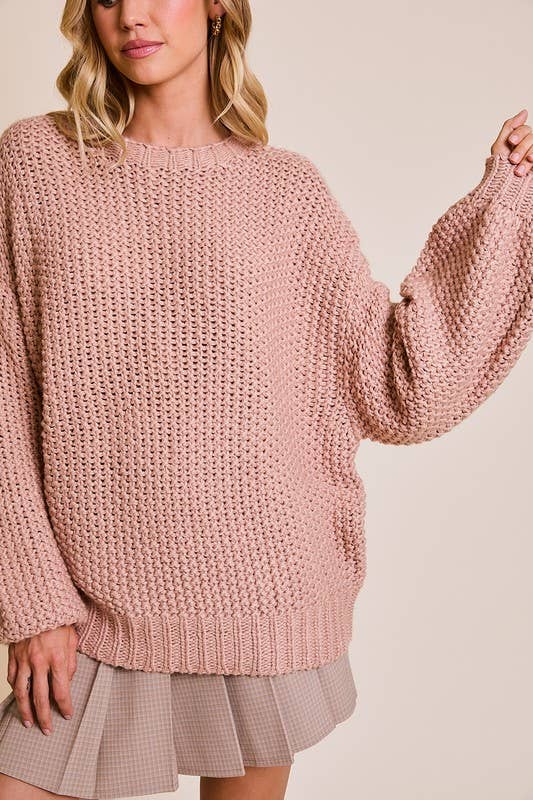 Chunky Yarn Sweater Top: Rose