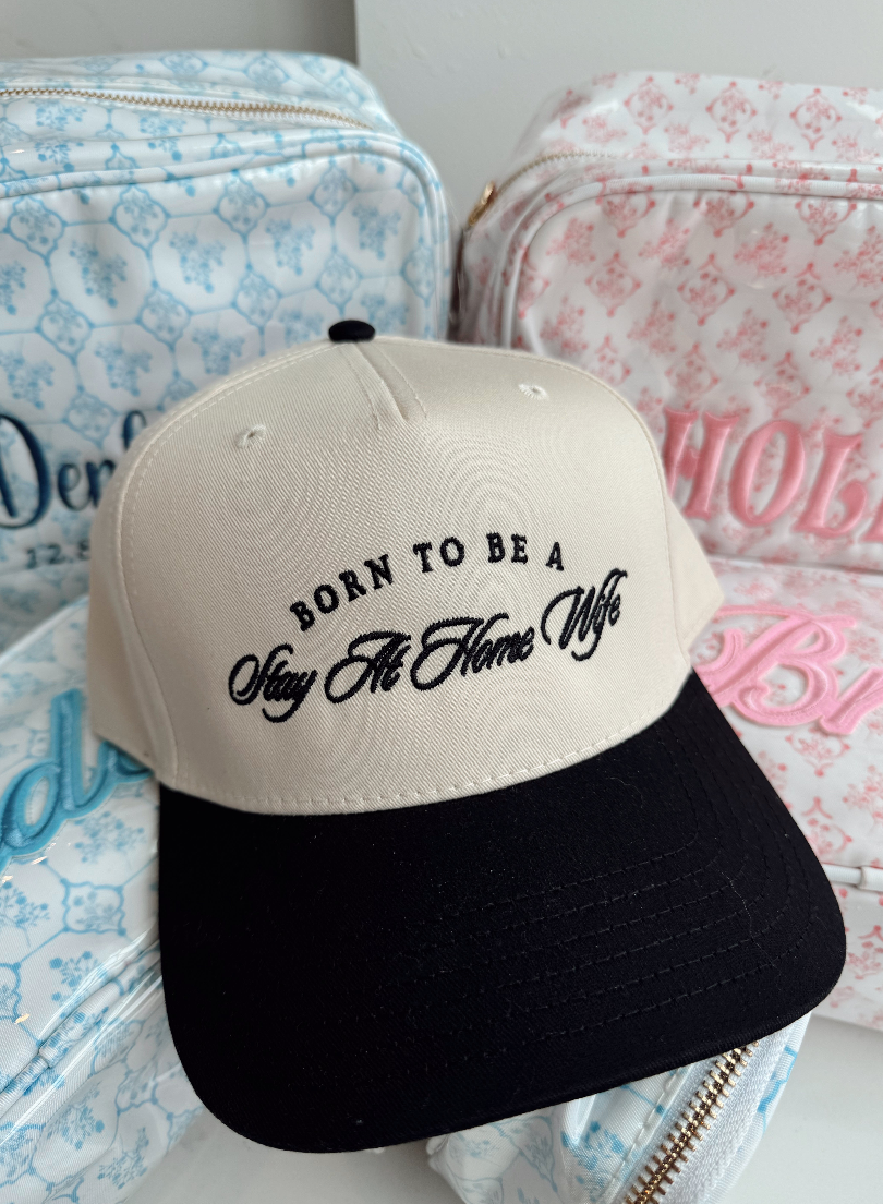 Born To Be A Stay At Home Wife - Black Vintage Trucker Hat