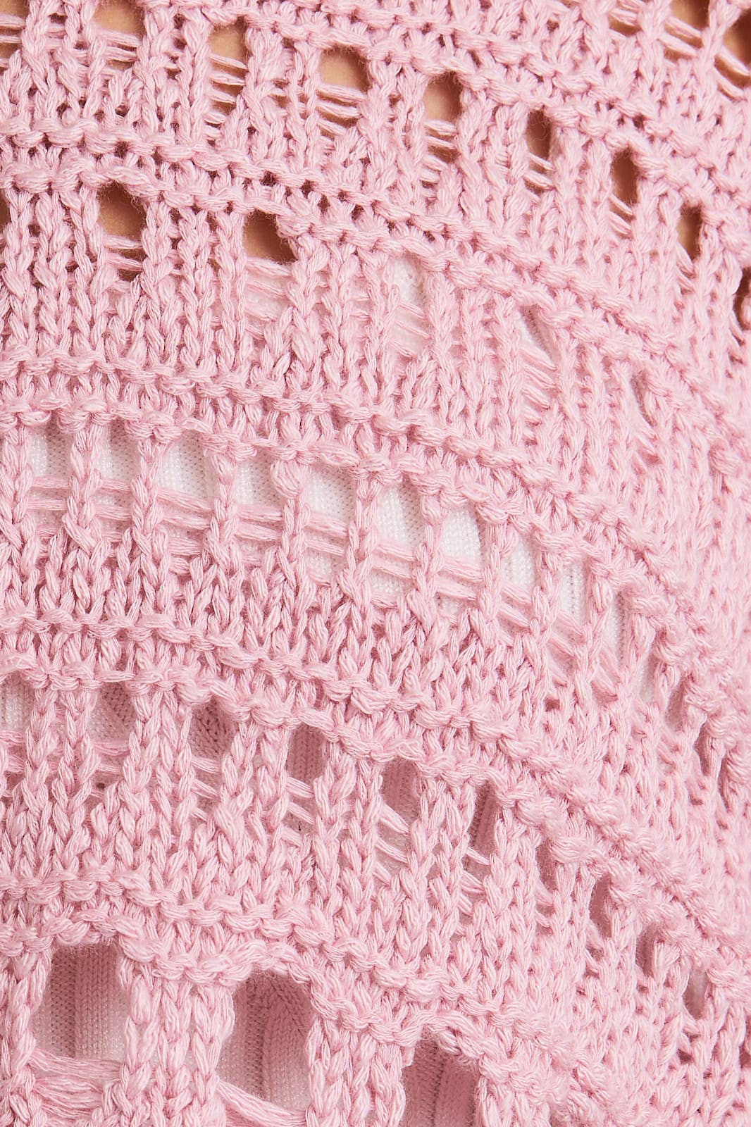 V-Neck Openwork Sweater Top: Baby Pink
