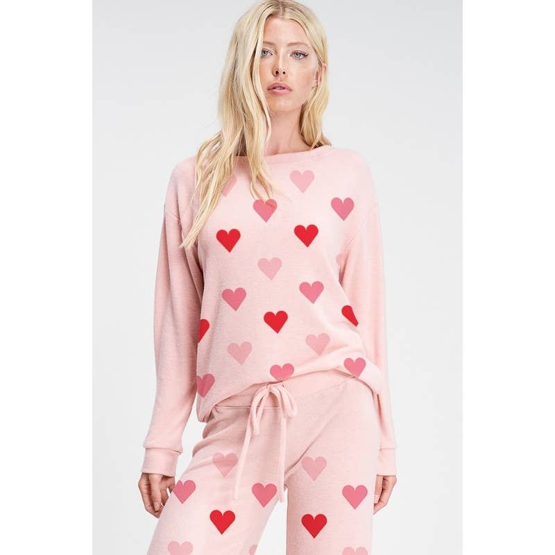 Heart's All Over Loungewear Set - Pink