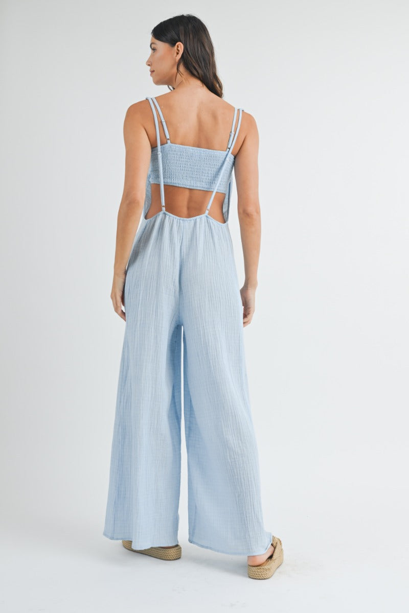 Bralette & Cami Jumpsuit Set - Light Blue