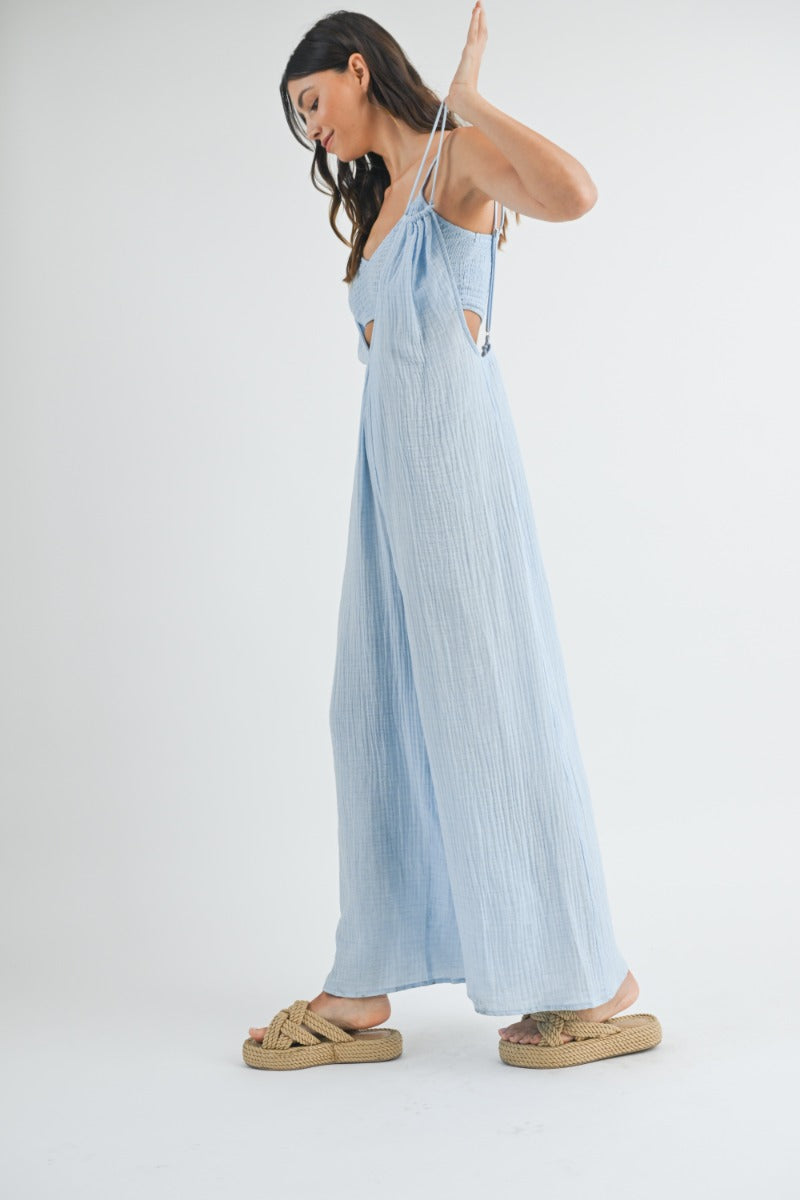 Bralette & Cami Jumpsuit Set - Light Blue