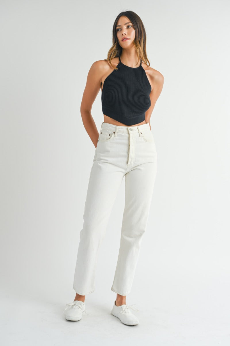 Tie Knit Halter Top - Black