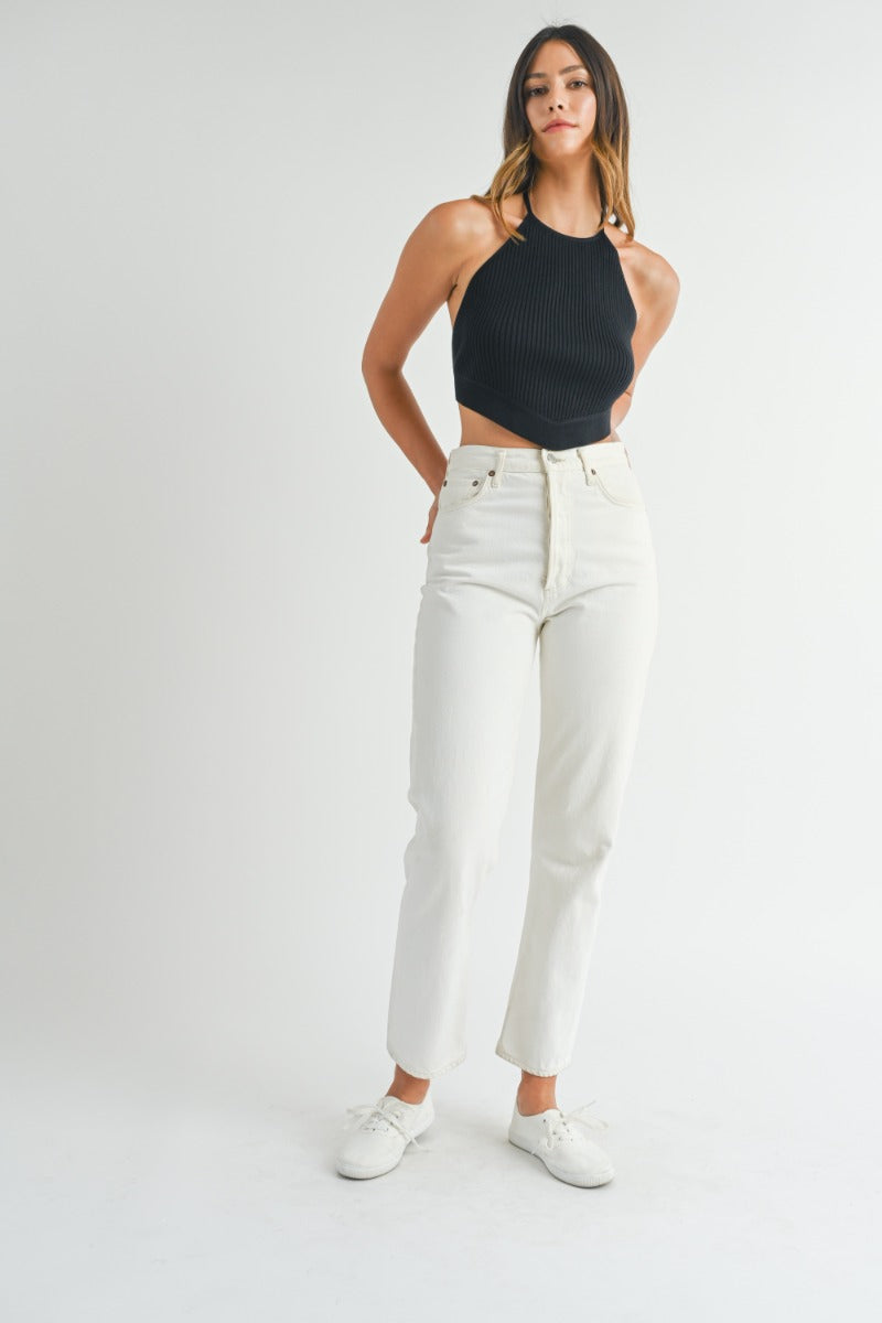 Tie Knit Halter Top - Black