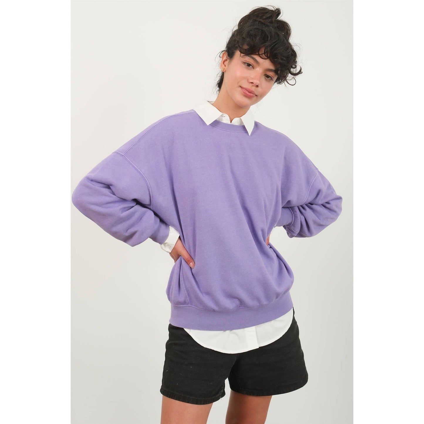 Crewneck Long Sleeve Sweatshirt: Lavender