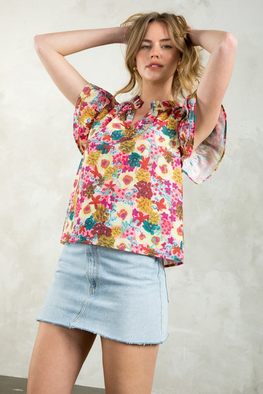 Flutter Sleeve Floral Top