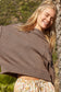 Oversize balloon sleeve round neck pullover sweater: Chocolate