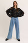 Boat Neck Crochet Top: Black