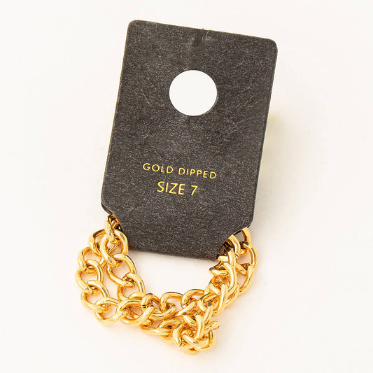 Gold Dipped Double Chain Ring - Gold