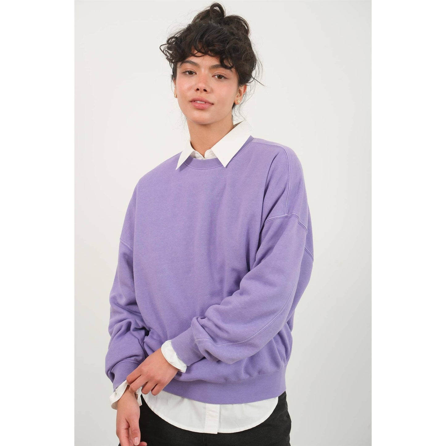 Crewneck Long Sleeve Sweatshirt: Lavender