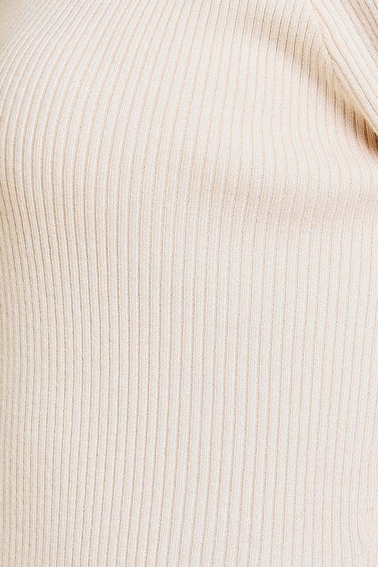 Side Slit Off Shoulder Sweater Top: Cream