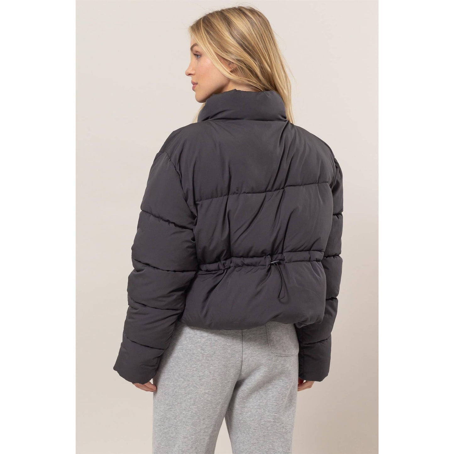 Quilted Puffer Jacket: Black