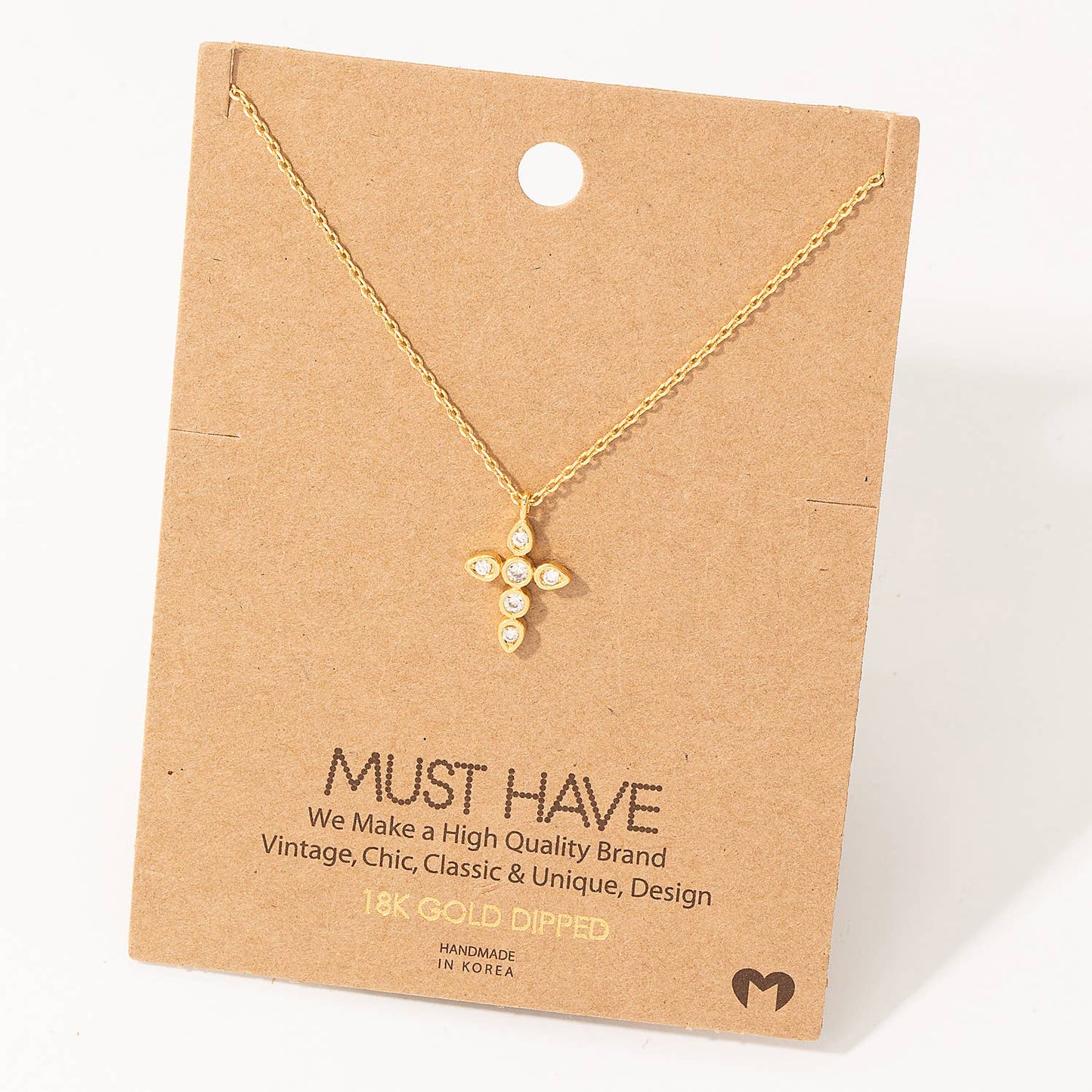 Cross Pendant Necklace: Gold