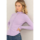 Ribbed High Neck Long Sleeve Top: Lavender