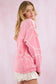 Hearts Thread Embroidered Sweater - Candy Pink