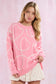 Hearts Thread Embroidered Sweater - Candy Pink