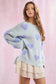 3D Multi Color Hearts Oversized Sweater - Baby Blue Multi