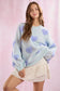 3D Multi Color Hearts Oversized Sweater - Baby Blue Multi