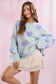 3D Multi Color Hearts Oversized Sweater - Baby Blue Multi