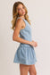 Boat Neck Sleeveless Low Waist Denim Dress: Light Denim