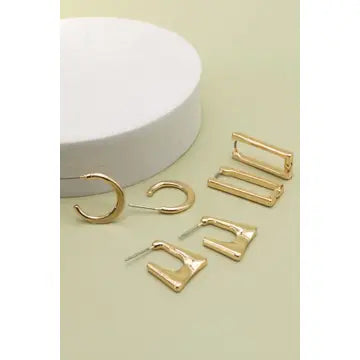 Gracelyn Mini Trio Hoop Earring Set - Gold