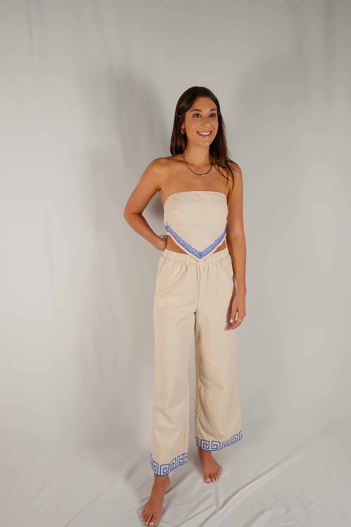 High Waisted Wave Embo Pants