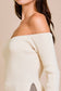 Side Slit Off Shoulder Sweater Top: Cream