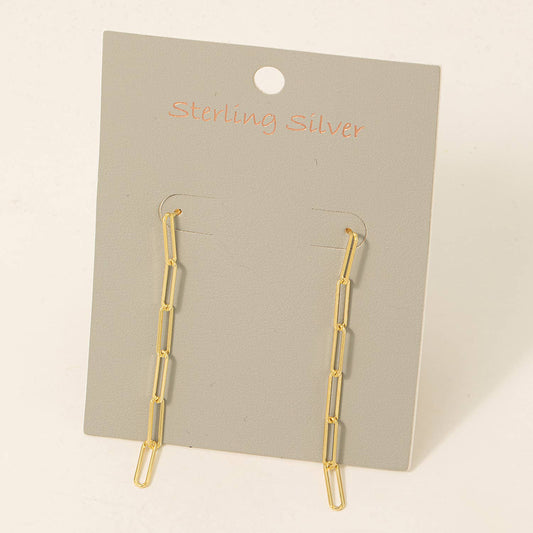 Gold Oval Chain Dangle Earrings