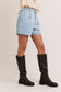 Pleated Denim Shorts: Light Denim