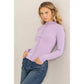 Ribbed High Neck Long Sleeve Top: Lavender