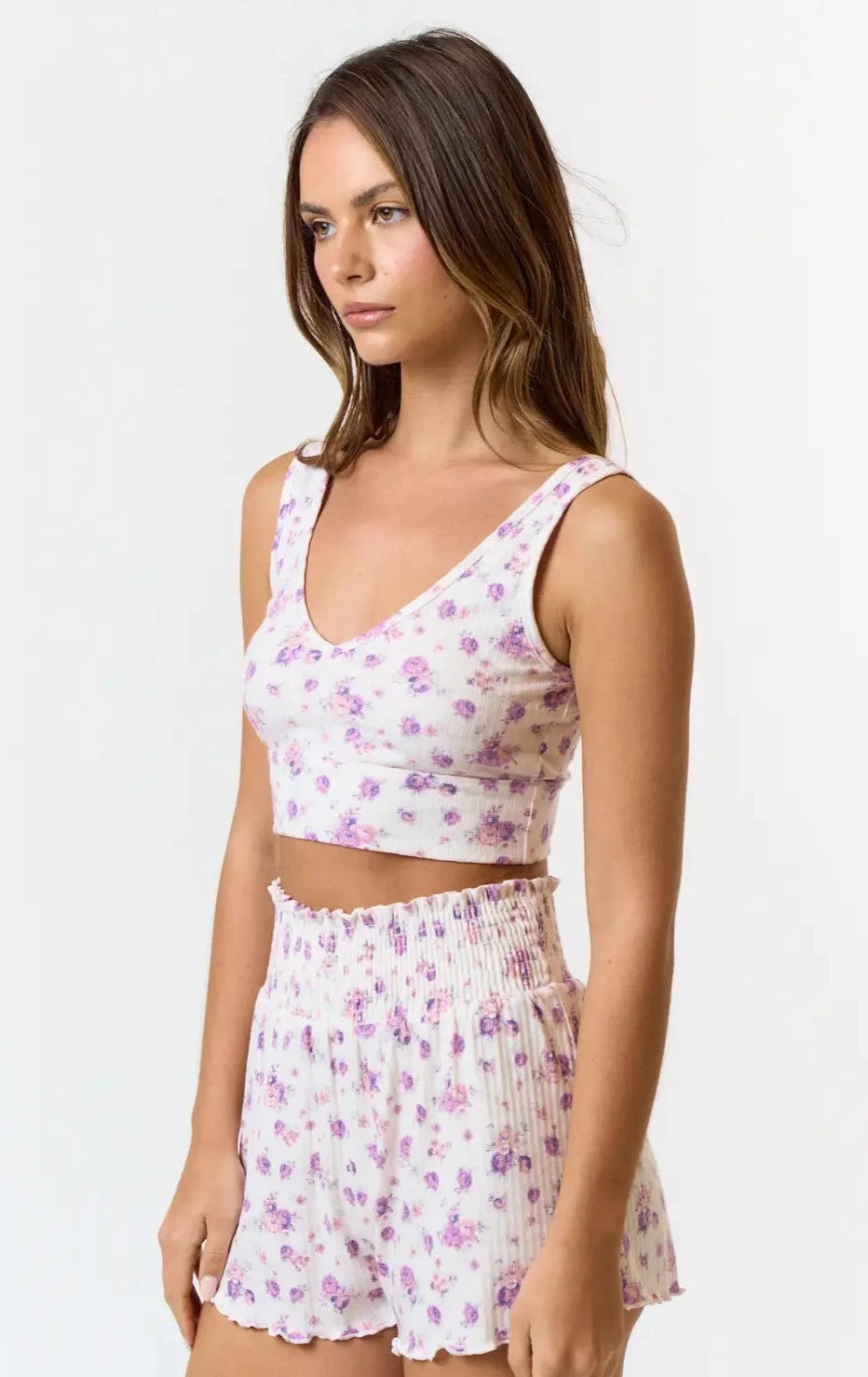 Floral Print Tank Top & Shorts Lounge Set