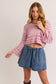 V-Neck Openwork Sweater Top: Baby Pink