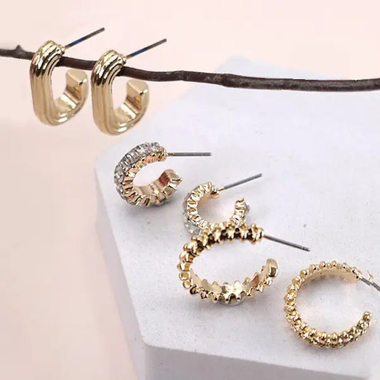 Teagan Hoop Earring Trio Set  - Gold