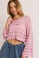 V-Neck Openwork Sweater Top: Baby Pink