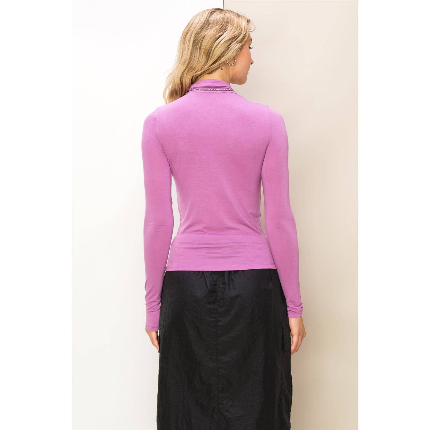 Long Sleeve Turtleneck Top: Vintage Plum