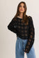 Boat Neck Crochet Top: Black
