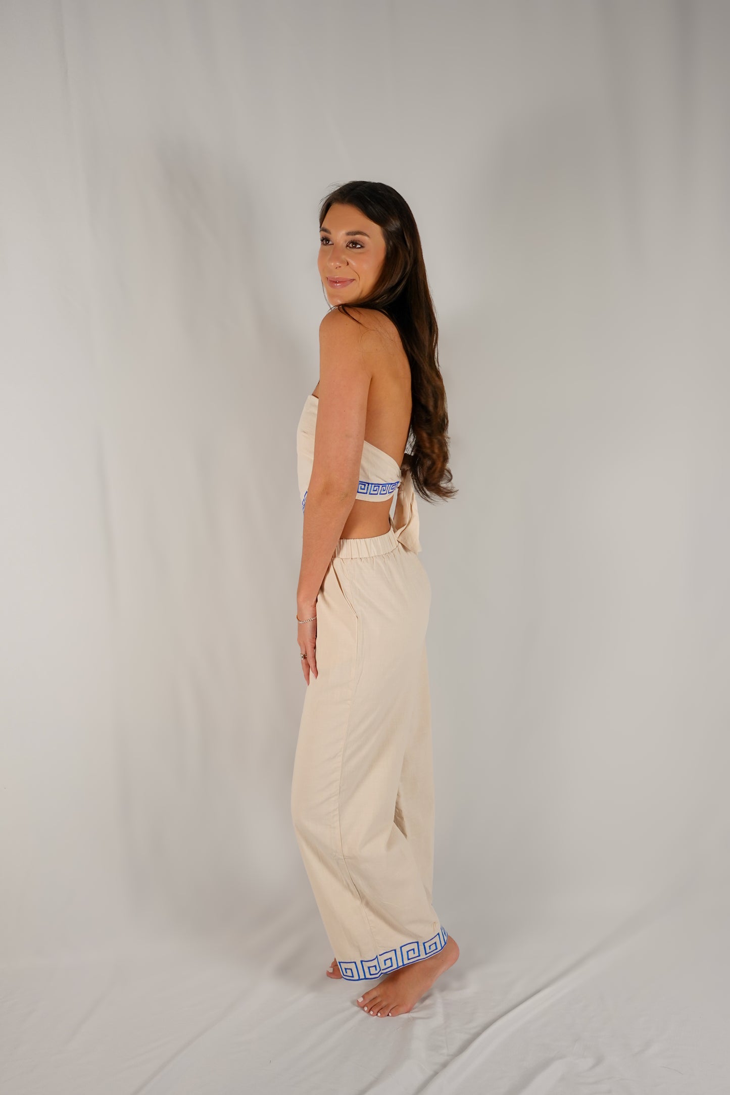 High Waisted Wave Embo Pants