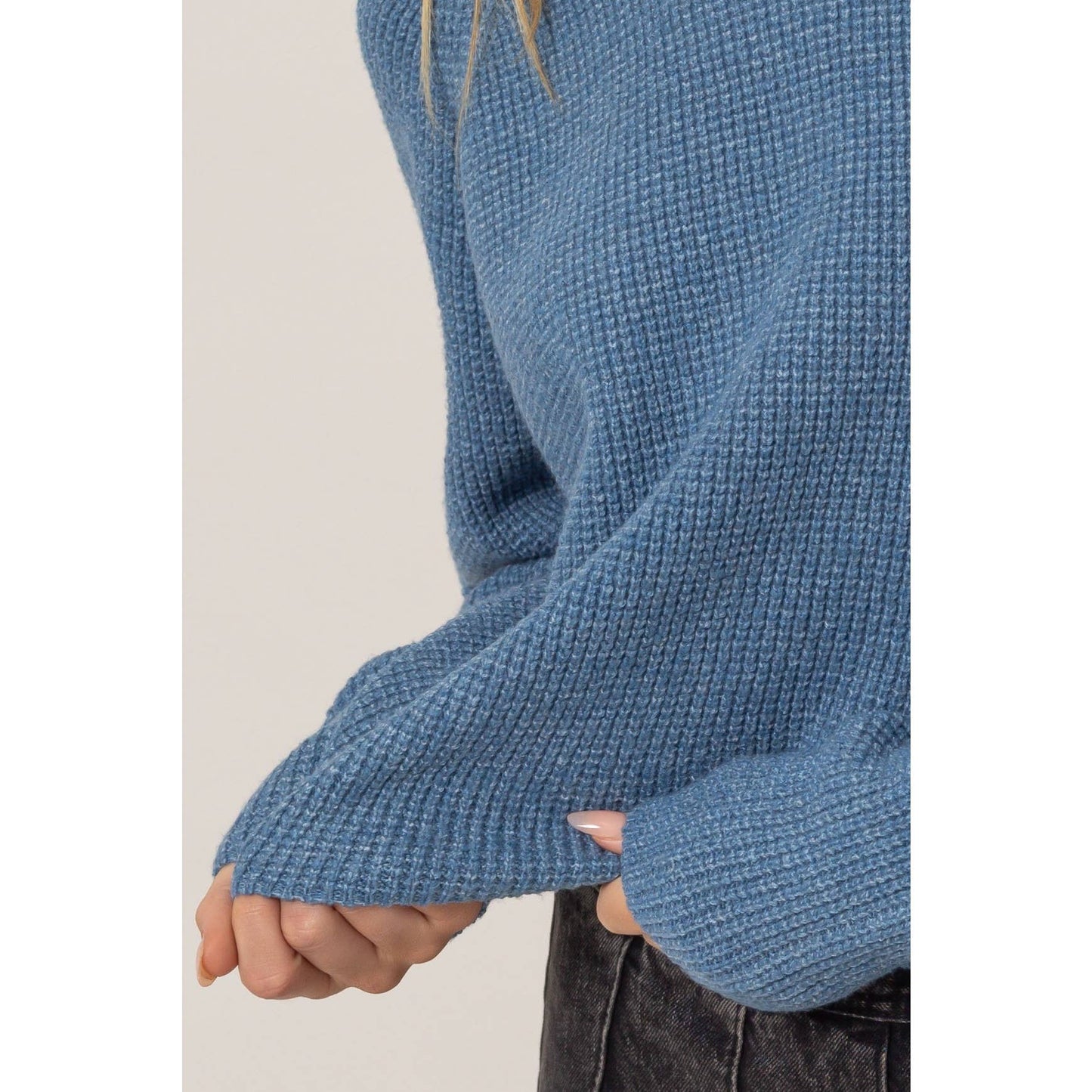 Oversized Raglan Sleeve Sweater: Gray Blue