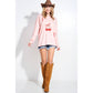 Ace Of Cherries heart print triblend oversized top - Blush
