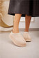 Women's Fluffy Platform Slippers - Fur Lined: Beige