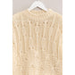 Chunky Cable Knit Sweater With Bow Details: Cream