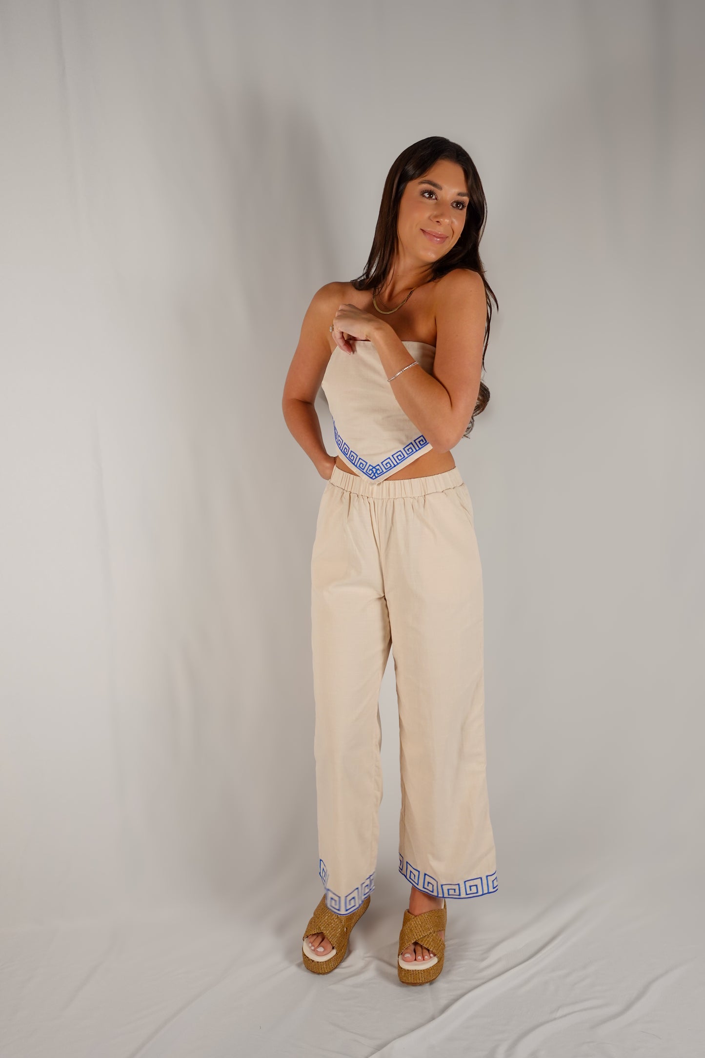 High Waisted Wave Embo Pants