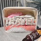 Travel Clear XL Makeup Bag - Beige w/ Rolled Patches