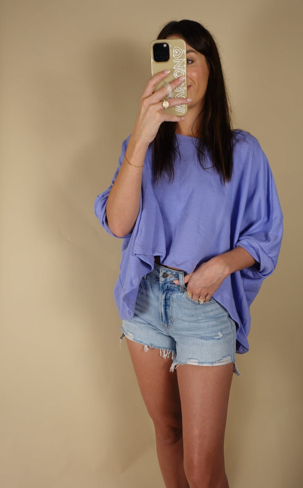 French Terry Semi Crop Top - Periwinkle