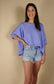 French Terry Semi Crop Top - Periwinkle